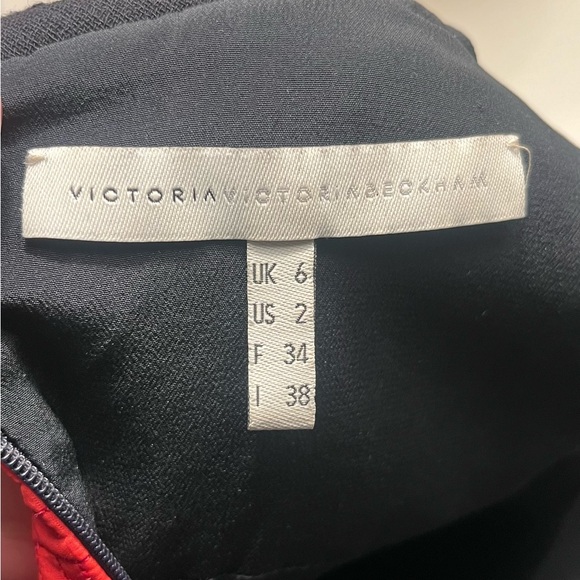 Victoria Beckham Shift mini dress- block colors navy / coral red - Picture 3 of 4